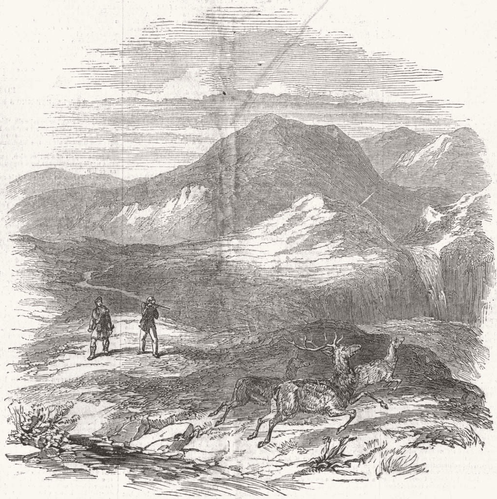 SCOTLAND. Albert, Lord Glenlyon Deer-Stalking, Athol 1844 old antique print
